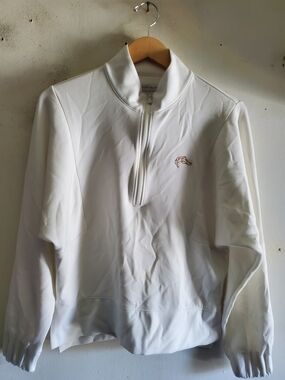 Peter Millar White Quarter-Zip Pullover Sweater.